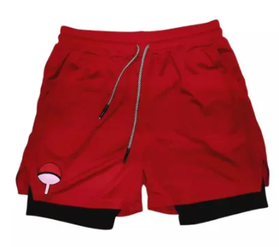 Naruto 3D Print Akatsuki Men 2 in 1 Swimming Trunks Shorts with Compression Quick Dry Swiming Double Layer Running Beach Shorts