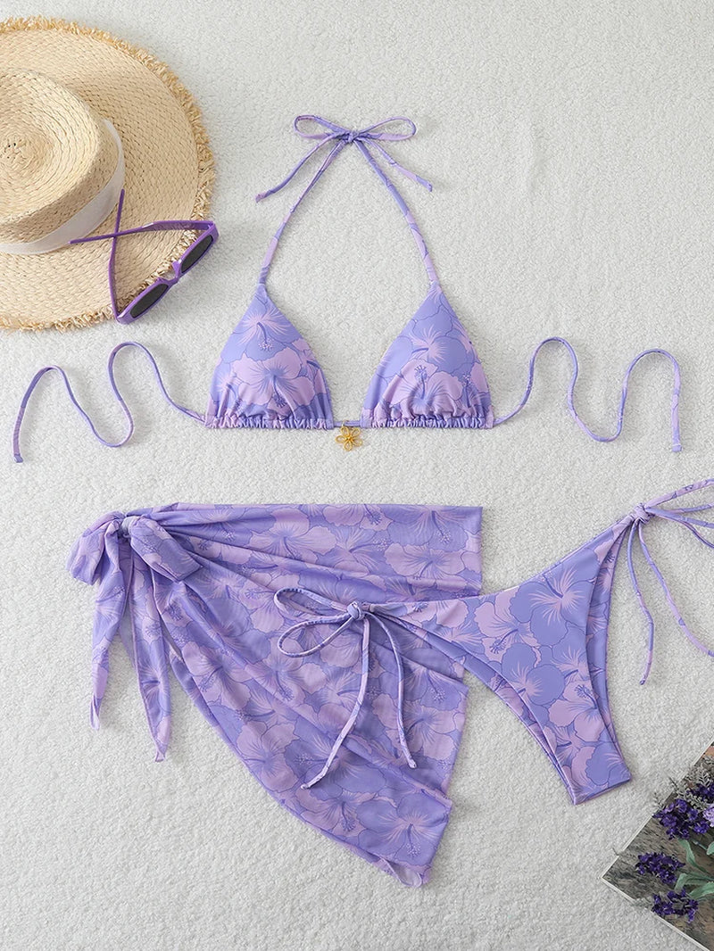 Sexy Swimsuit Women'S Bikinis Swimwear Woman 2026 Bathing Suit 3 Piece Triangle Bikinis Sets Beach Dress Wear Cover up Beachwear