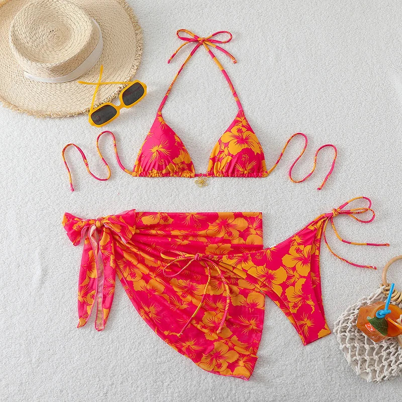 Sexy Swimsuit Women'S Bikinis Swimwear Woman 2026 Bathing Suit 3 Piece Triangle Bikinis Sets Beach Dress Wear Cover up Beachwear