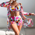 Bikini Tops for Women,Womens Three Piece High Waist Long Sleeve Cover-Up Separate Swimsuit Set, Swimsuits for Women 2 Piece