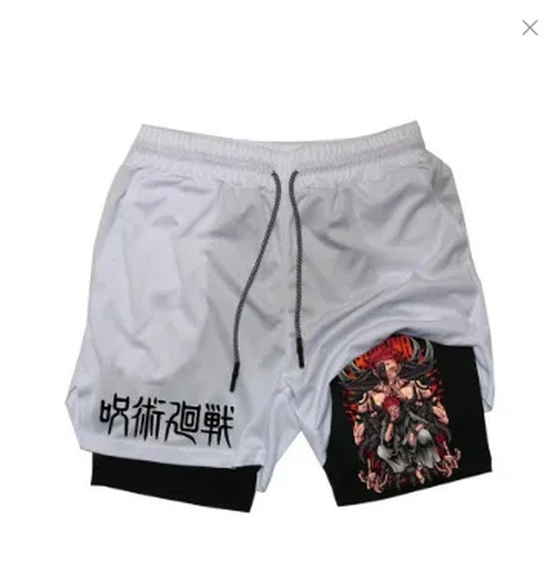 Naruto 3D Print Akatsuki Men 2 in 1 Swimming Trunks Shorts with Compression Quick Dry Swiming Double Layer Running Beach Shorts