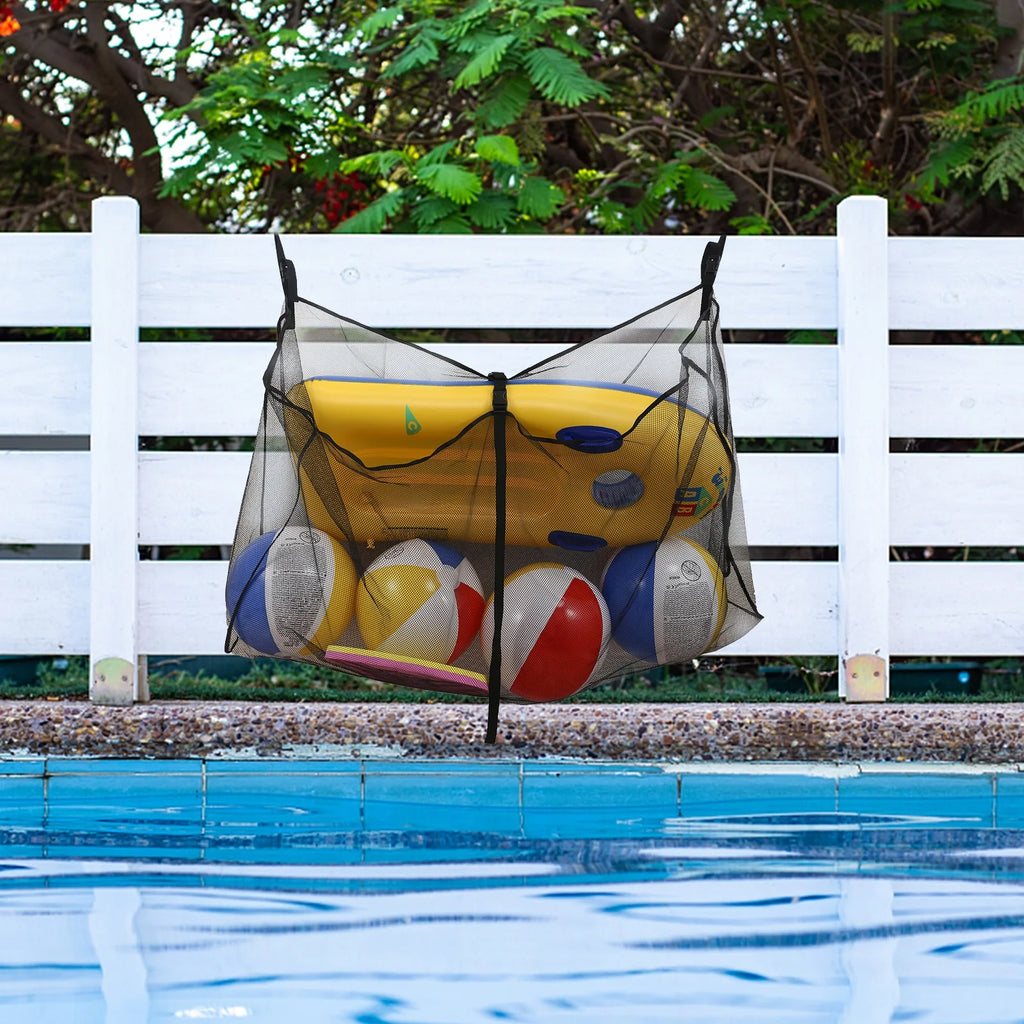 Pool Float Storage Bag, Large Pool Float Organizer Hanging Mesh Bag for Water Inflatables and Patio Accessories, Outdoor Pool Storage Net Bag