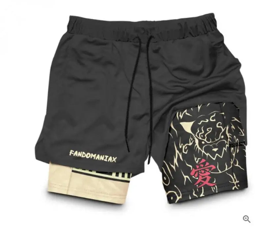 Naruto 3D Print Akatsuki Men 2 in 1 Swimming Trunks Shorts with Compression Quick Dry Swiming Double Layer Running Beach Shorts