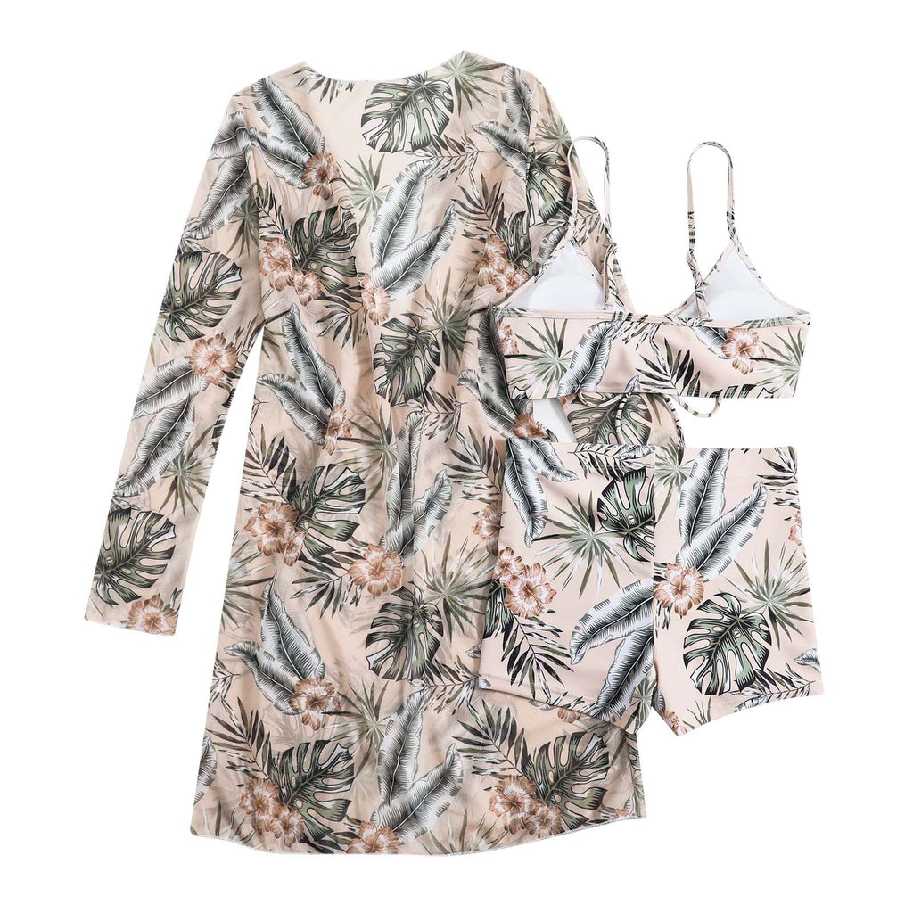 Swimwear 2 Piece,Womens Three Piece High Waist Long Sleeve Cover-Up Separate Swimsuit Set, Swimsuits for Women 2 Piece