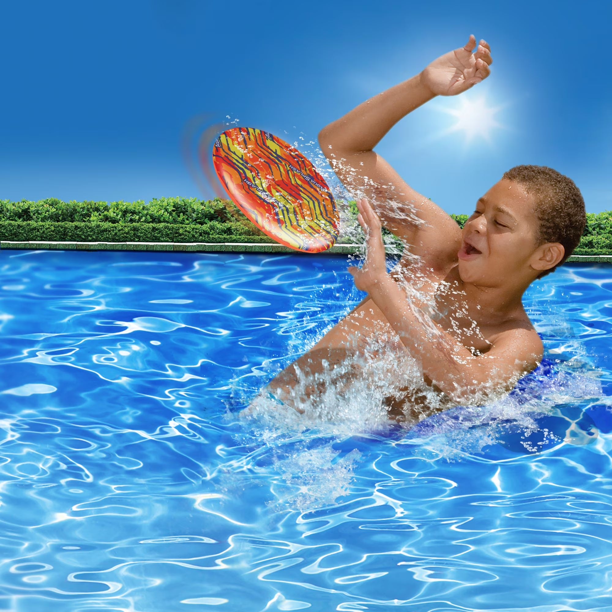 Water Sports Set 4 Games Splash Flying Disk Splash Football Foam Baseball Bat & Ball Sling Shots with Splash Balls Ages 3+