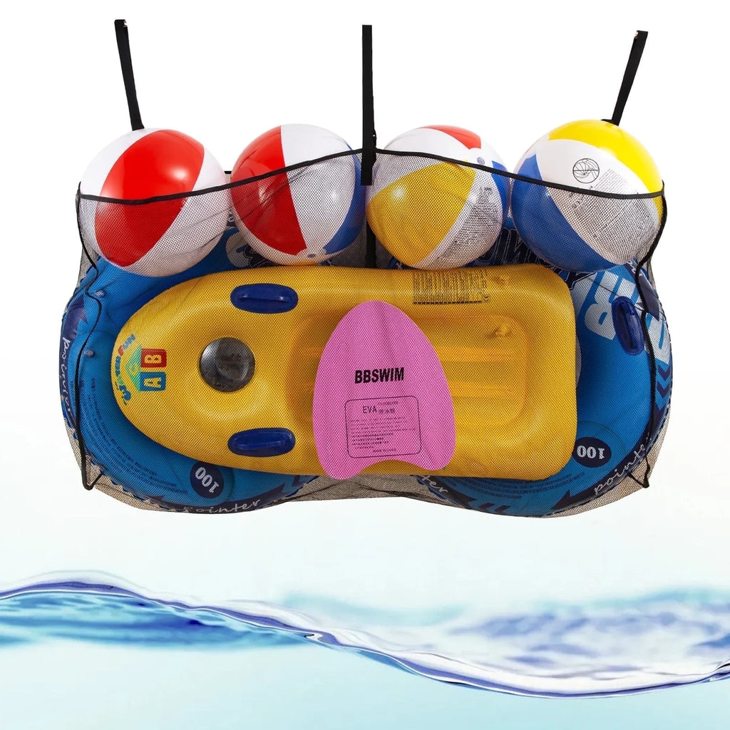 Pool Float Storage Bag, Large Pool Float Organizer Hanging Mesh Bag for Water Inflatables and Patio Accessories, Outdoor Pool Storage Net Bag