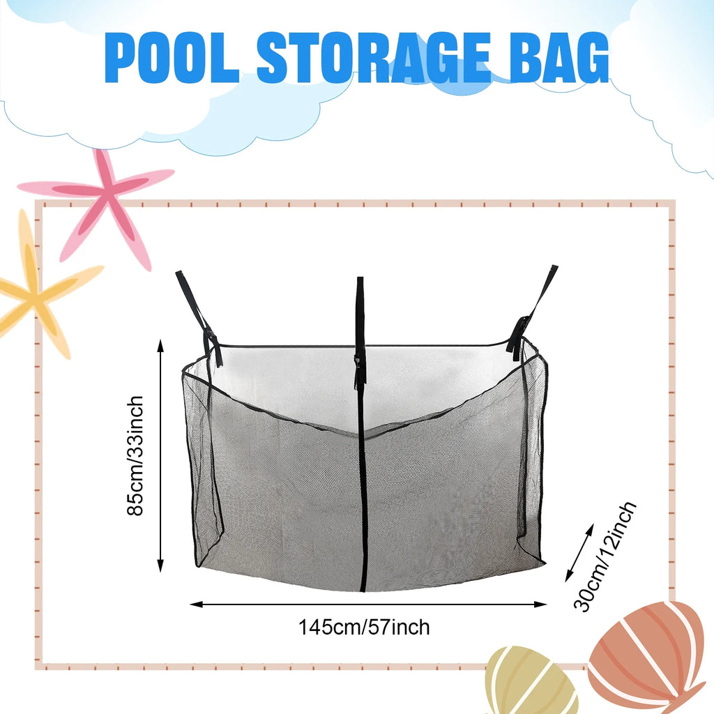 Pool Float Storage Bag, Large Pool Float Organizer Hanging Mesh Bag for Water Inflatables and Patio Accessories, Outdoor Pool Storage Net Bag