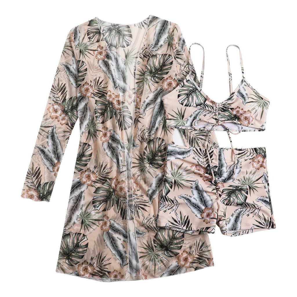 Swimwear 2 Piece,Womens Three Piece High Waist Long Sleeve Cover-Up Separate Swimsuit Set, Swimsuits for Women 2 Piece