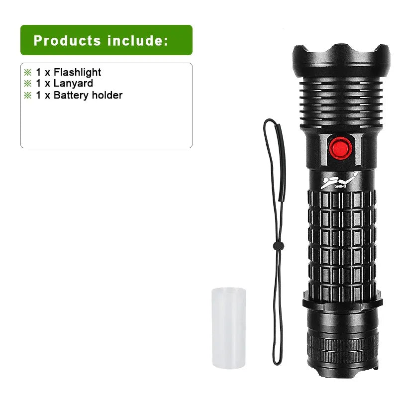 Professional Spearfishing Hunting Scuba XHP199 LED Dive Light 9900 Lumens Diving Flashlight 26650 Torch Underwater Flashlight