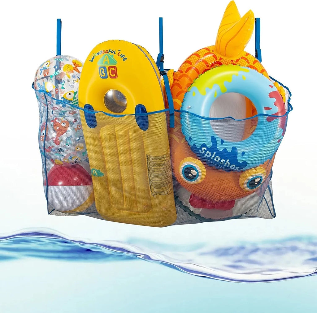 Pool Float Storage Bag, Large Pool Float Organizer Hanging Mesh Bag for Water Inflatables and Patio Accessories, Outdoor Pool Storage Net Bag