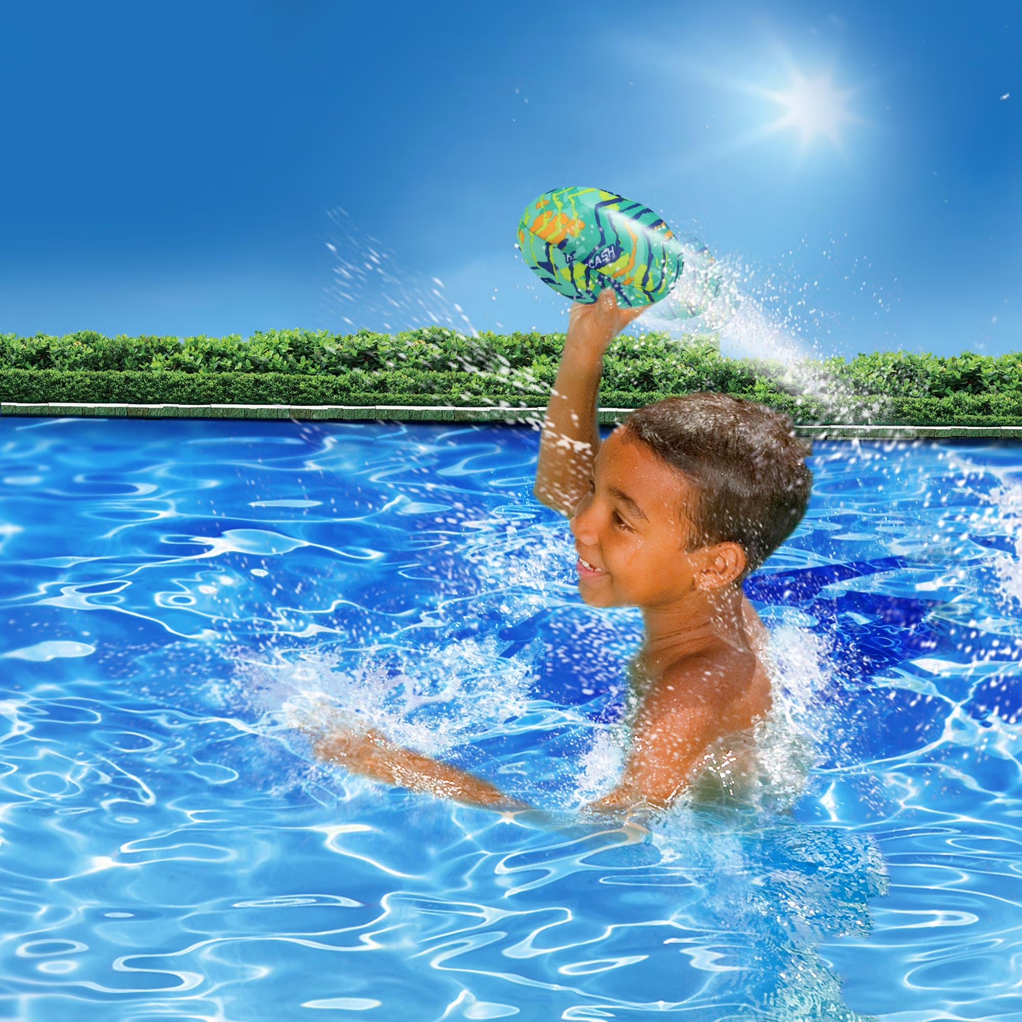 Water Sports Set 4 Games Splash Flying Disk Splash Football Foam Baseball Bat & Ball Sling Shots with Splash Balls Ages 3+