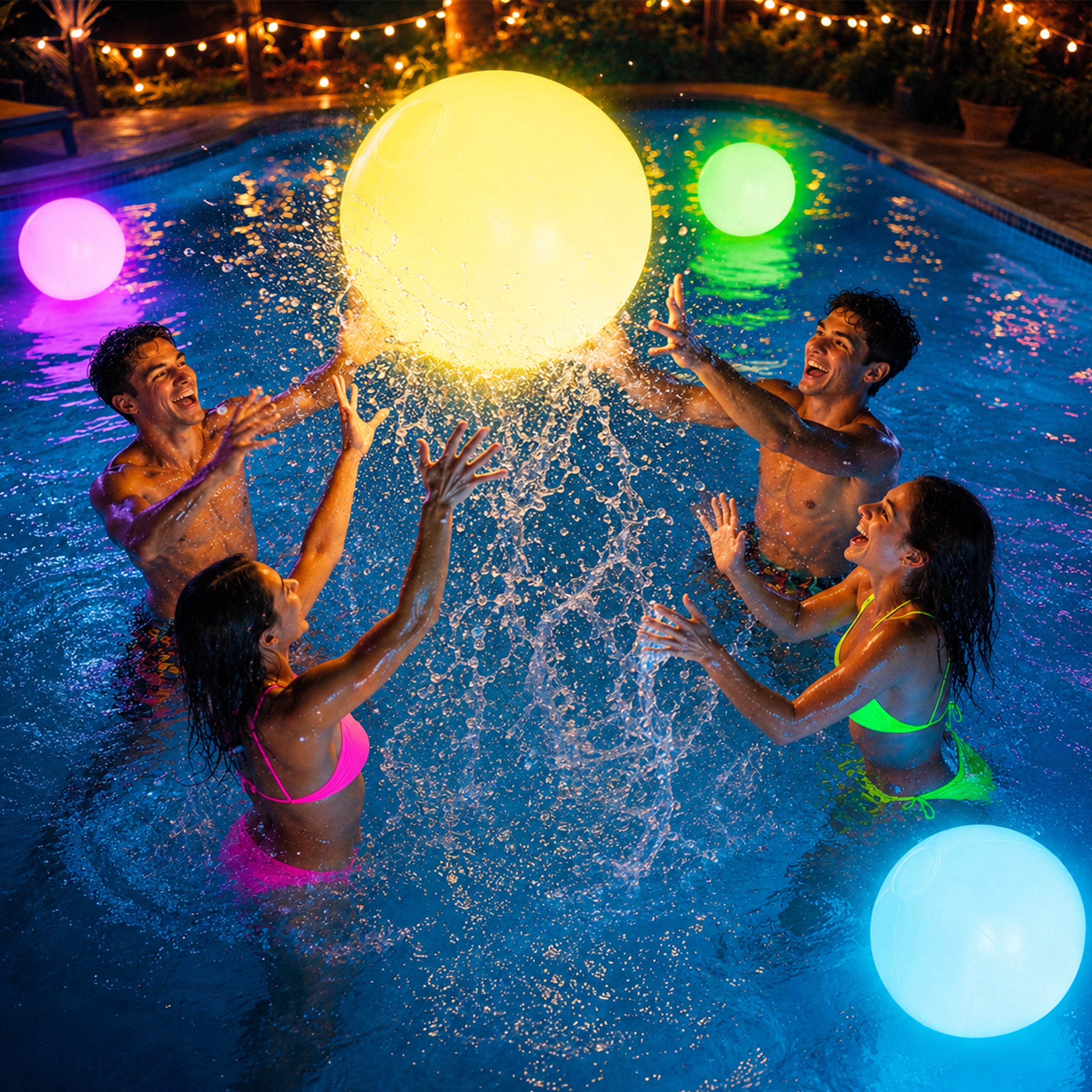 Light up Pool Toys, 4 Pack Glow Beach Ball, 8 Modes Pool Activities Decorations for Adult, Floating Pool Games Balls for Swimming Pool Party