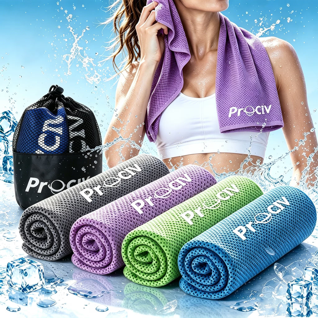 4 Pack Cooling Towels, Ice Towel for Neck and Face, Soft Breathable Chilly Microfiber Keep Cool Towels for Yoga, Gym, Fitness, Camping, Running, Workout & More Activities, 40"X 12"