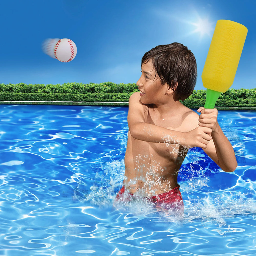 Water Sports Set 4 Games Splash Flying Disk Splash Football Foam Baseball Bat & Ball Sling Shots with Splash Balls Ages 3+