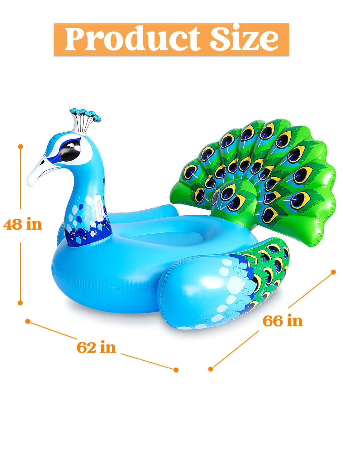 Inflatable Peacock Pool Float, Giant Green Peacock Ride on Raft for Swimming Pool, Beach Floaties, Party Decoration Toys, Inflatable Island, Summer Pool Raft Lounge for Adults