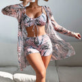 Swimwear 2 Piece,Womens Three Piece High Waist Long Sleeve Cover-Up Separate Swimsuit Set, Swimsuits for Women 2 Piece