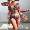 Bathing Suits for Women 2 Piece,Womens Three Piece High Waist Long Sleeve Cover-Up Separate Swimsuit Set, Swimsuits for Women 2 Piece