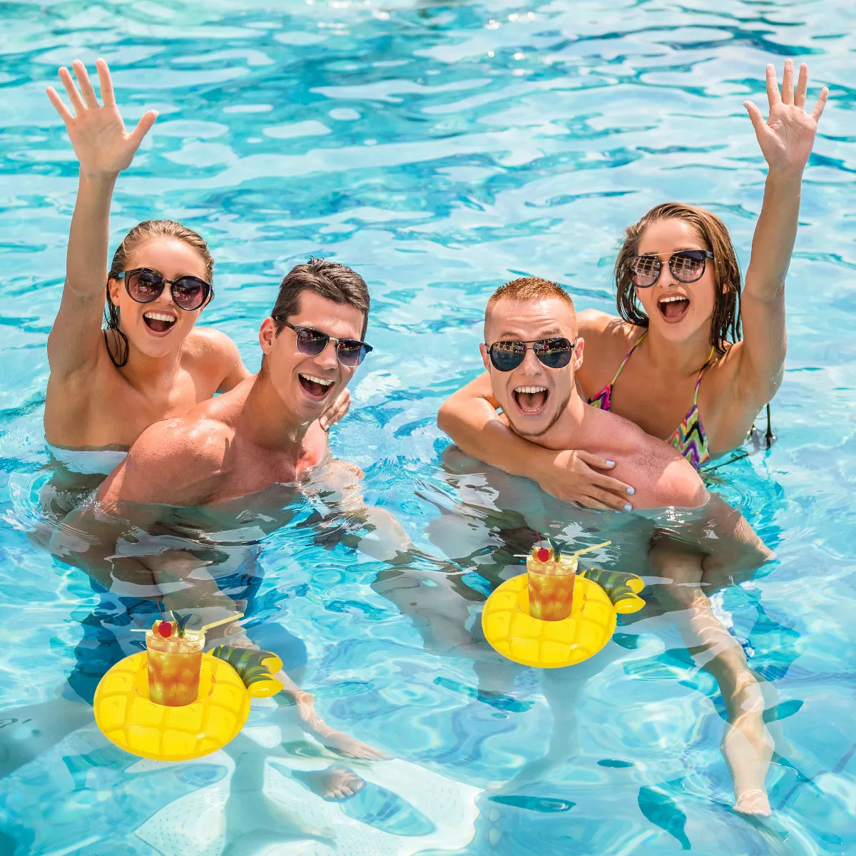 Pool Central Inflatable Floating Pineapple Swimming Pool Drink Holder - 9.75"