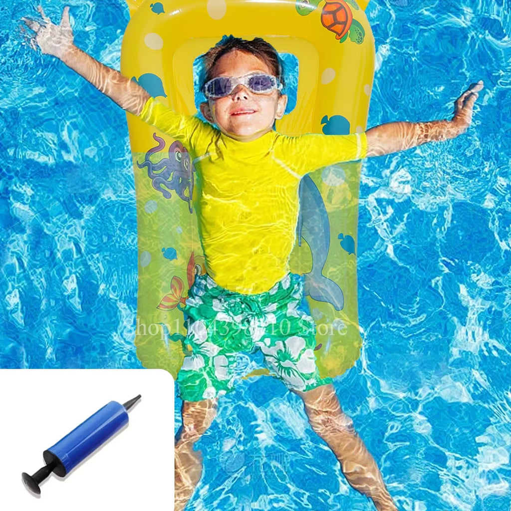 Inflatable Pool Floating Seat with Manual Air Pump - Water Hammock and Swimming Ring for Pool Leisure Activities