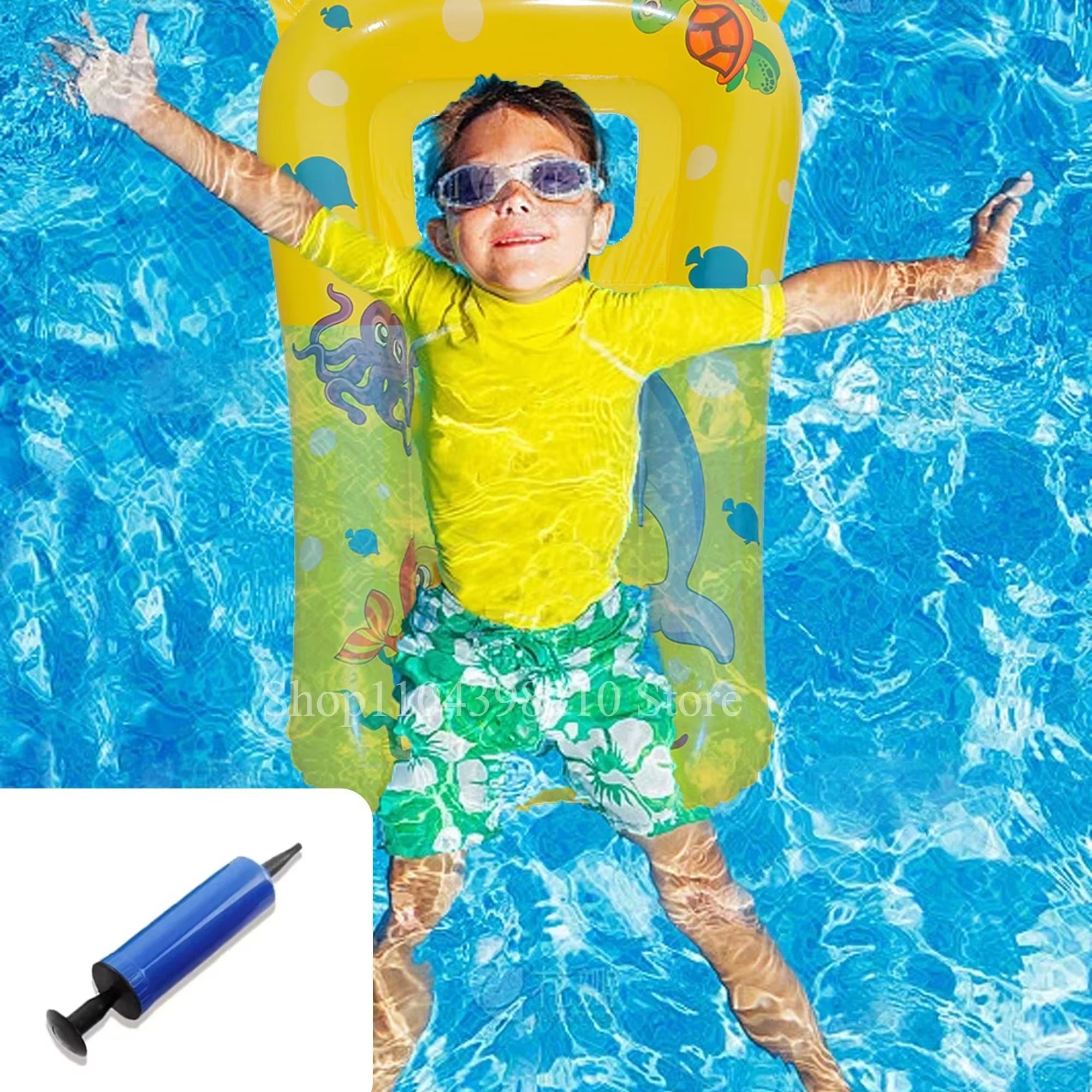 Inflatable Pool Floating Seat with Manual Air Pump - Water Hammock and Swimming Ring for Pool Leisure Activities