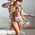 Tummy Control Swimsuits for Women,Womens Three Piece High Waist Long Sleeve Cover-Up Separate Swimsuit Set, Swimsuits for Women 2 Piece